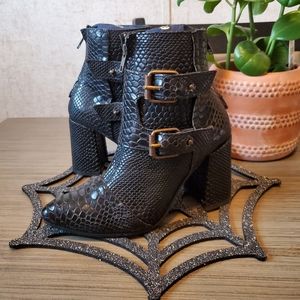 Freebird Joey Black Snakeskin Booties